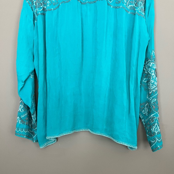 {Johnny Was} Renenutet Embroidered Insect Blouse - Womens Large - Picture 8 of 10